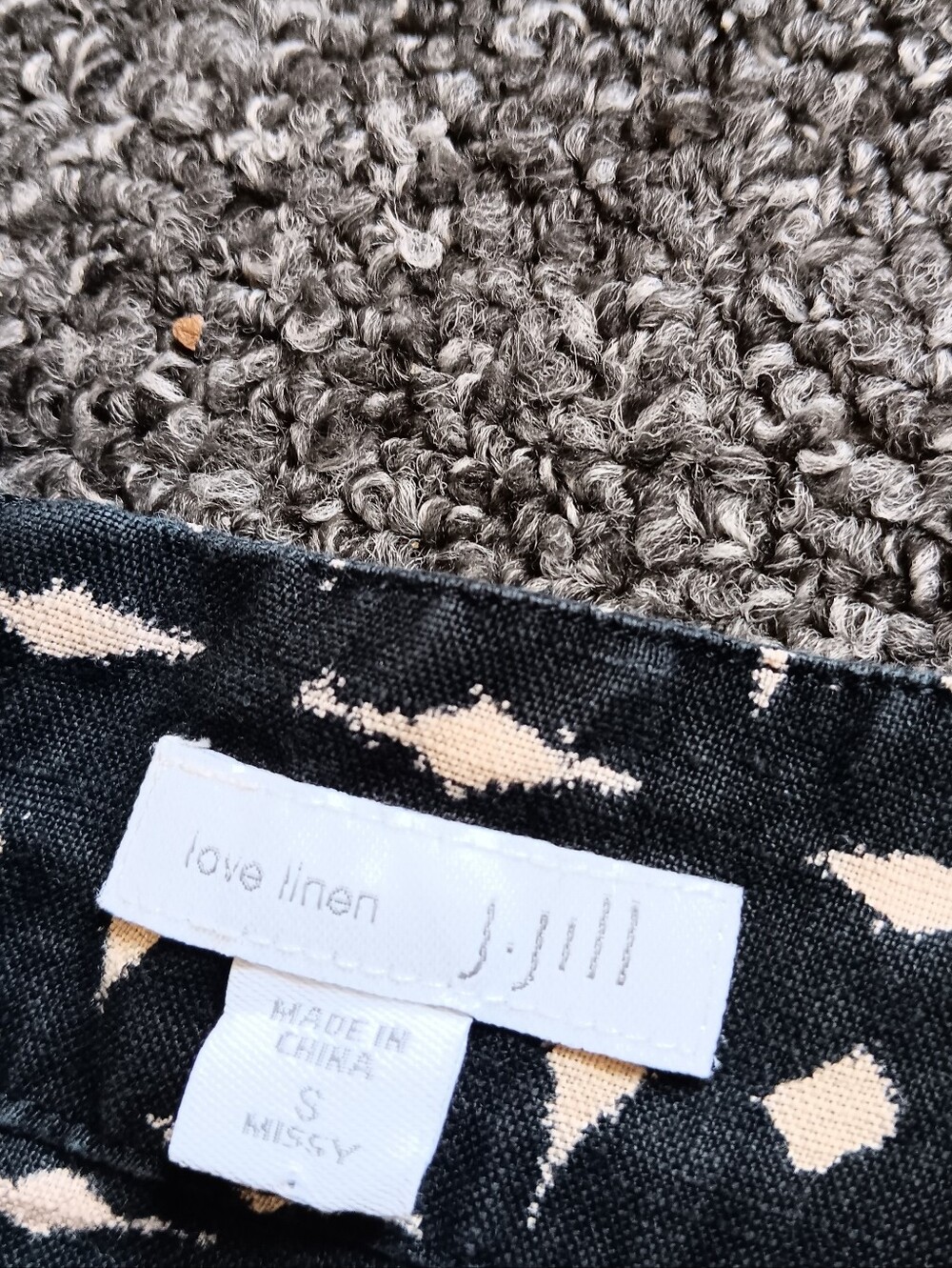 100% Linen J. Jill Geometric Black & Tan Midi Dress Size Small Missy, Love Linen - Picture 7 of 10